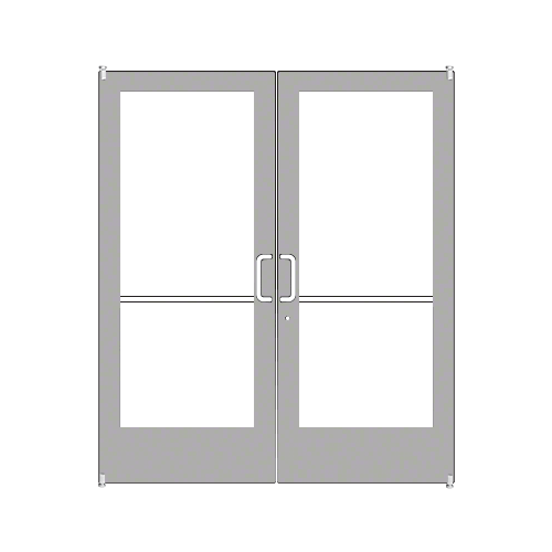 Clear Anodized Custom Pair Series 400 Medium Stile Offset Pivot Entrance Doors for Surface Mount Door Closers