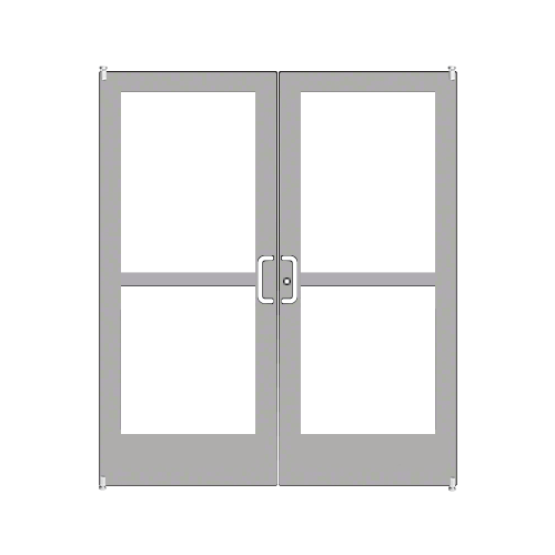Clear Anodized Custom Pair Series 400 Medium Stile Offset Pivot Entrance Doors With Panics for Overhead Concealed Door Closers
