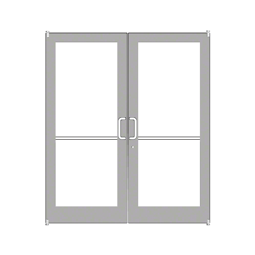 Clear Anodized Custom Pair Series 400 Medium Stile Offset Pivot Entrance Doors for Overhead Concealed Door Closers