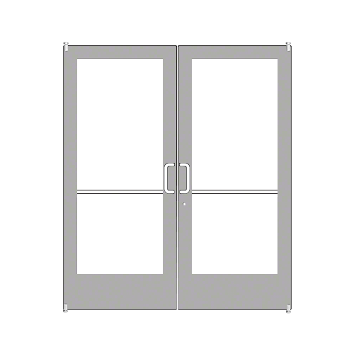 Clear Anodized Custom Pair Series 400 Medium Stile Offset Pivot Entrance Doors for Overhead Concealed Door Closers