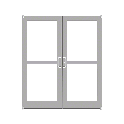 Clear Anodized Custom Pair Series 400 Medium Stile Offset Pivot Entrance Doors For Panics and Overhead Concealed Door Closers