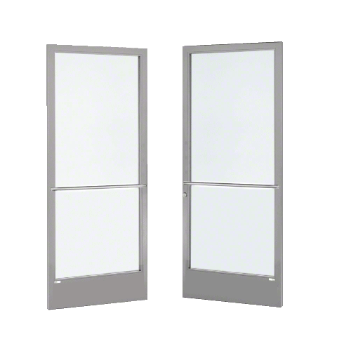 Clear Anodized Custom Pair Series 250 Narrow Stile Center Pivot Entrance Doors for Overhead Concealed Door Closers