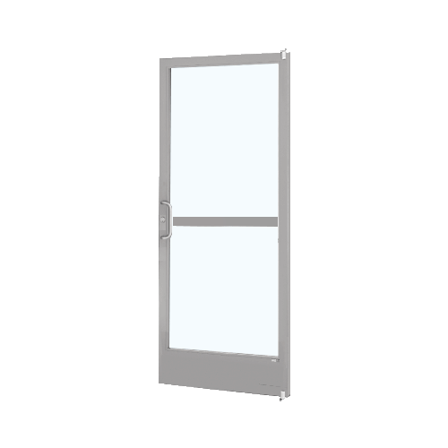Clear Anodized Custom Single Series 250 Narrow Stile Offset Pivot Entrance Door With Panic for Overhead Concealed Door Closer