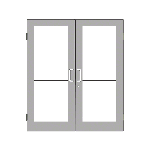 Clear Anodized Custom Size Pair Series 550 Wide Stile Butt Hinge Entrance Door for Overhead Concealed Door Closers