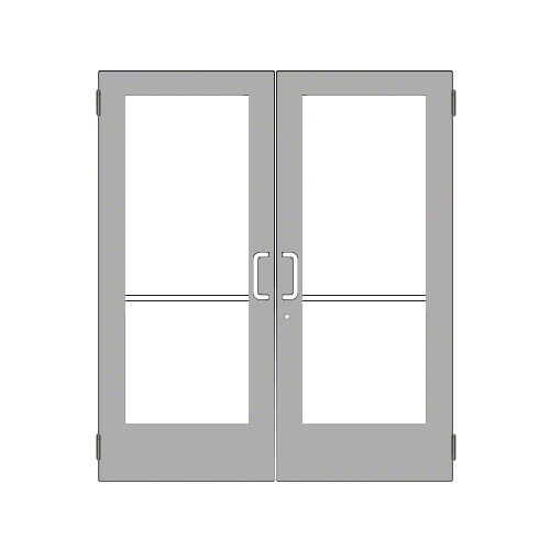 Clear Anodized Custom Size Pair Series 550 Wide Stile Butt Hinge Entrance Door for Surface Mount Door Closers