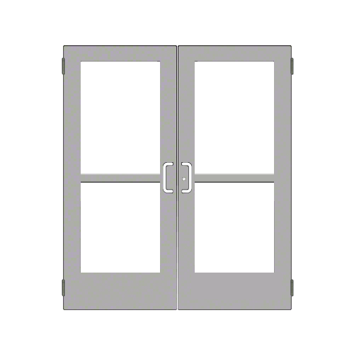 Clear Anodized Custom Size Pair Series 550 Wide Stile Butt Hinge Entrance Door With Panics for Surface Mount Door Closers