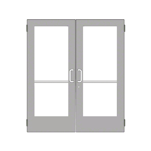 Clear Anodized Custom Size Pair Series 550 Wide Stile Butt Hinge Entrance Doors ADA/ Title 24