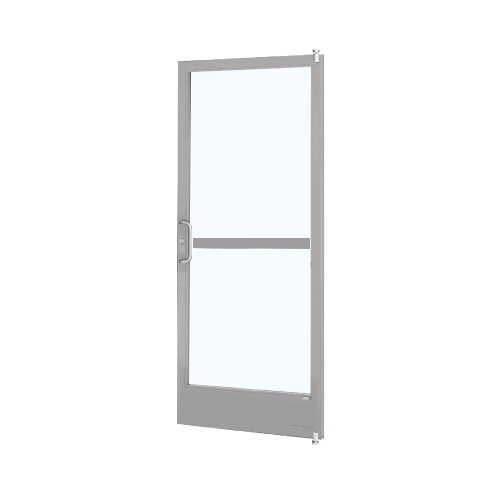 Clear Anodized Custom Size Single Series 250 Narrow Stile Offset Pivot Entrance Door With Panic for Surface Mount Door Closer