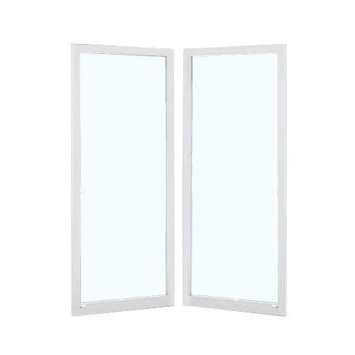 White KYNAR Paint Custom Blank Pair Series 250T Narrow Stile Offset Hung Thermal Entrance Doors - No Prep