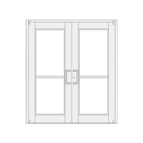 White KYNAR Paint Custom Pair Series 850 Durafront Wide Stile Offset Pivot Entrance Doors With Panics for Overhead Concealed Door Closers