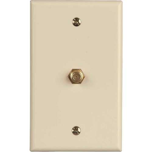 Westek VWRG6IV1-10 1-Gang CATV F-Type Coaxial Connector With Wall Plate, Plastic, Ivory - pack of 10