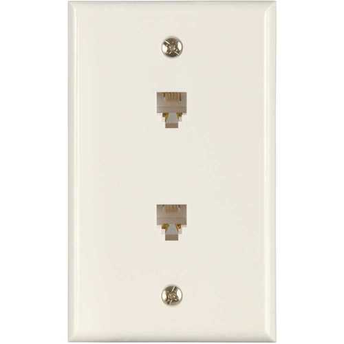 1-Gang Duplex Phone Jack Modular 4-Conductor with Wall Plate Thermoplastic, White - pack of 10