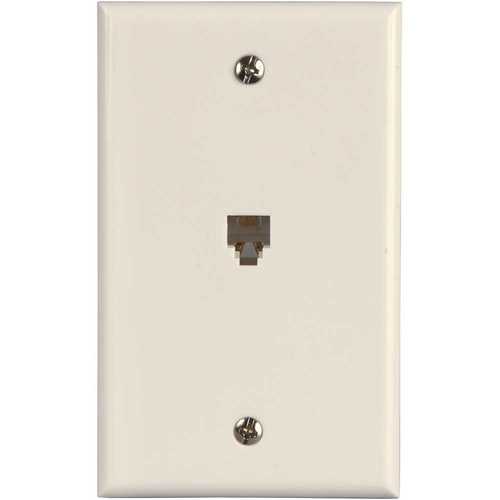 1-Gang Phone Jack Modular with Wall Plate Thermoplastic Ivory, 4 Conductor - pack of 10