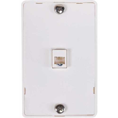 1-Gang 6-Position 4-Conductors Screw Terminals Telephone Wall Jack, White - pack of 10