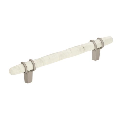 Carrione 5-1/16" Center to Center Cabinet Pull Marble White and Satin Nickel Finish