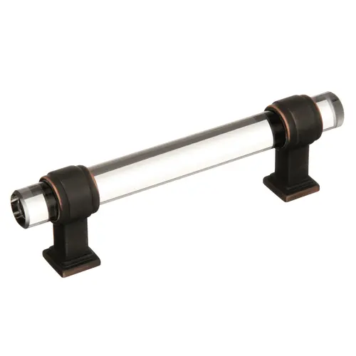 3-3/4" (96 mm) Center to Center Glacio Clear Crystal Cabinet Pull Oil Rubbed Bronze Finish