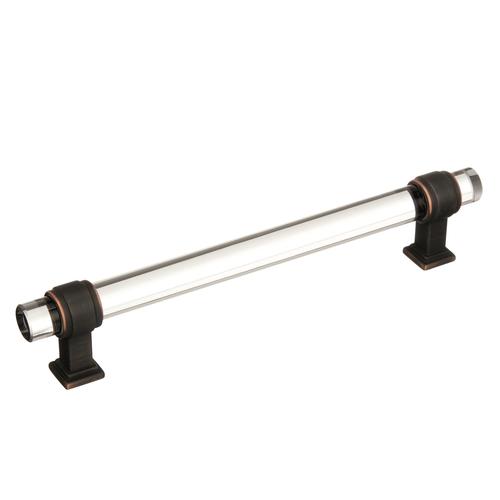 6-5/16" (160 mm) Center to Center Glacio Clear Crystal Cabinet Pull Oil Rubbed Bronze Finish