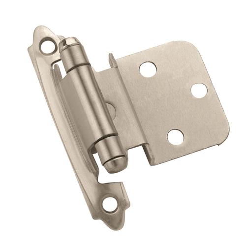 Face Mount Self-Closing Cabinet Hinge For Kitchen And Cabinet Hardware 3/8" Inset Satin Nickel