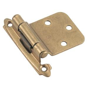 Variable Overlay Self-Closing, Face Mount Burnished Brass Hinge
