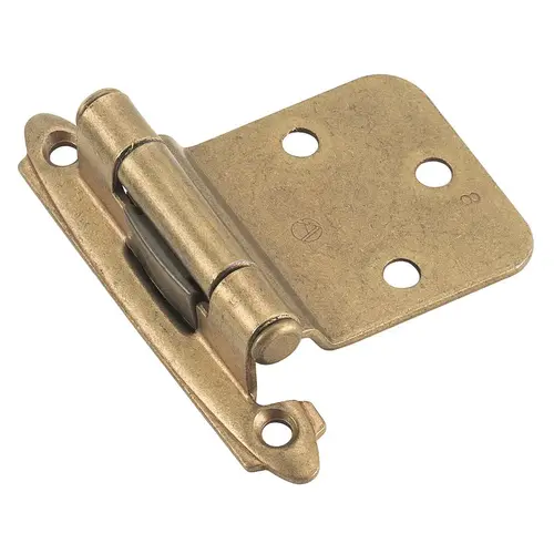 Variable Overlay Self-Closing, Face Mount Burnished Brass Hinge Pair
