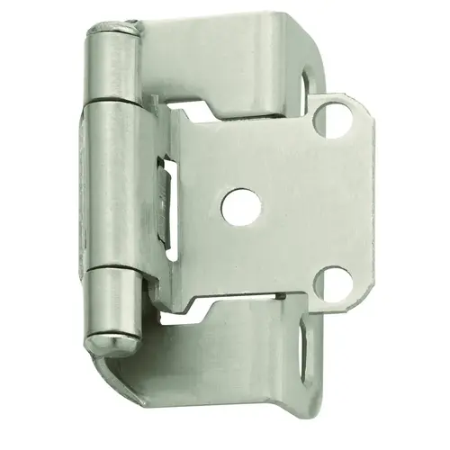 Kitchen Cabinet Hinge Self-Closing Partial Wrap Bright Brass 1/2" Overlay Satin Nickel