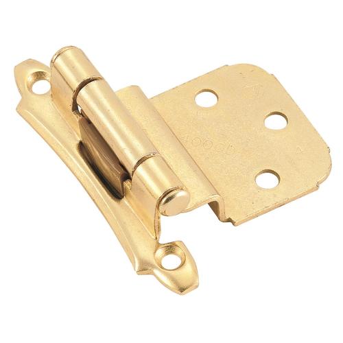 Inset Face Frame Self Closing Kitchen Cabinet Hinge 3/8" Bright Brass Pair