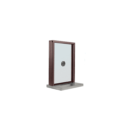 CRL N1EW18DU Dark Bronze Aluminum Narrow Inset Frame Exterior Glazed Exchange Window with 18" Shelf and Deal Tray