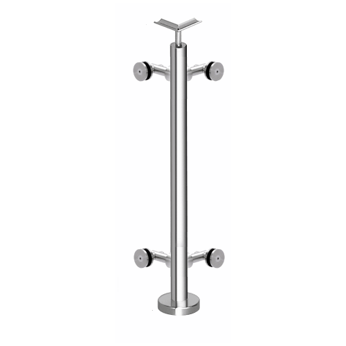 Polished Stainless P7 Series Railing 90 degree Corner Post Kit With RB51F Fittings
