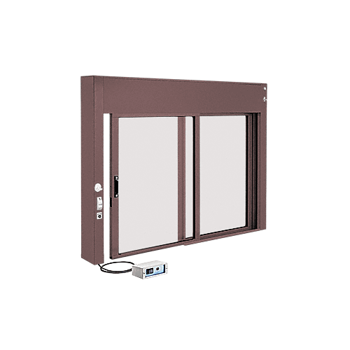Dark Bronze 48" x 36" All Electric Fully Automatic Deluxe Sliding Service Window XO (Clerk Side) No Bottom Track