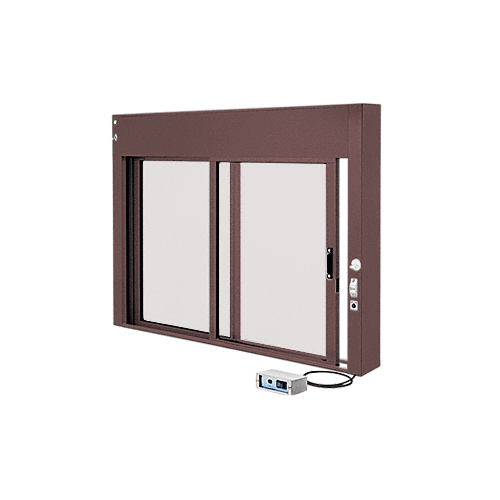 Dark Bronze Custom Size All Electric Fully Automatic Deluxe Sliding Service Window XO or OX with Aluminum Full Bottom Track