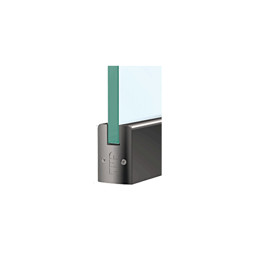 Black Powder Coated 1/2" Glass Low Profile Square Door Rail With Lock - Custom Length