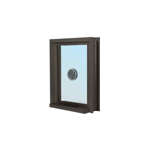 Dark Bronze Aluminum Clamp-On Frame Exterior Glazed Exchange Window with 12" Shelf and Deal Tray