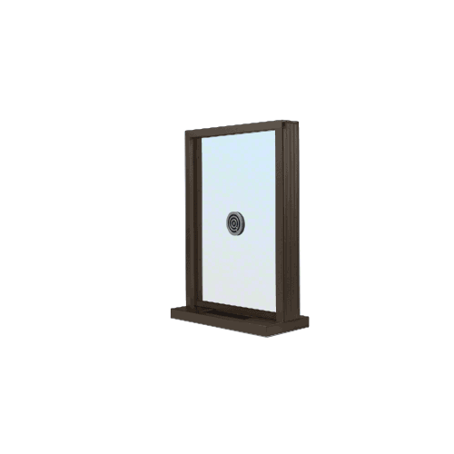 Dark Bronze Aluminum Narrow Inset Frame Exterior Glazed Exchange Window with 12" Shelf and Deal Tray