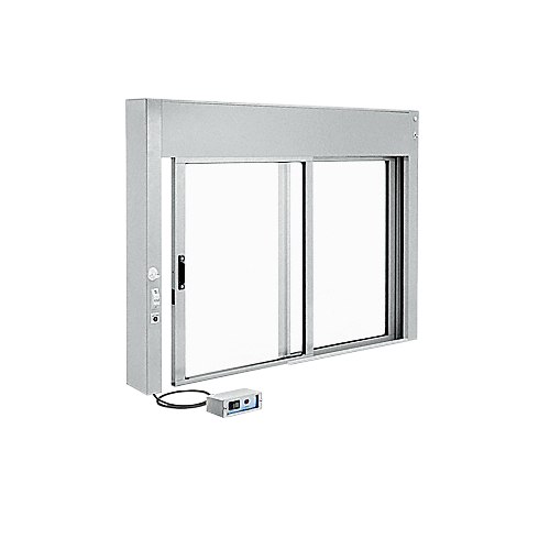 Satin Anodized 48" x 36" All Electric Fully Automatic Deluxe Sliding Service Window XO (clerk side) No Bottom Track