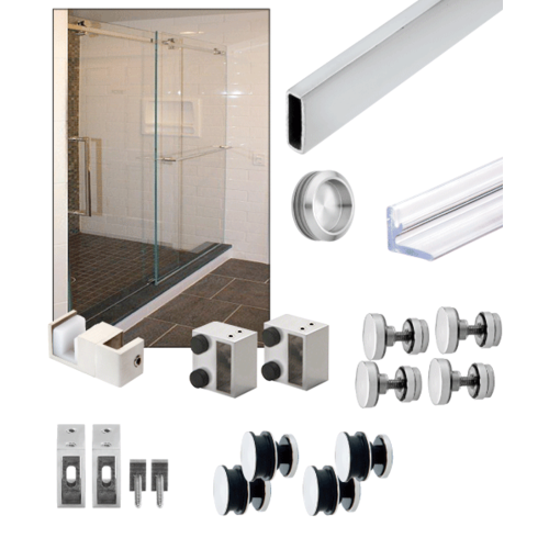 Polished Stainless Steel Deluxe 180 Degree Serenity Series Sliding - 95" Length System