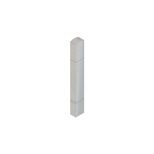 Stainless Steel Bollard 6" x 4" Rectangular with Domed Top and Double Line Accents