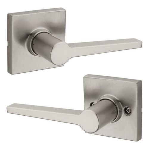 Safelock SL1000DALSQT-15 Daylon Lever with Square Rose Passage Lock with RCAL Latch and RCS Strike Satin Nickel Finish