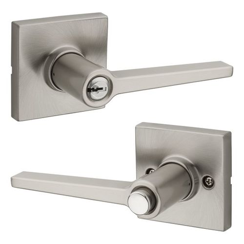 Safelock SL6000DALSQT-15 Daylon Lever with Square Rose Push Button Entry Lock with RCAL Latch and RCS Strike Satin Nickel Finish
