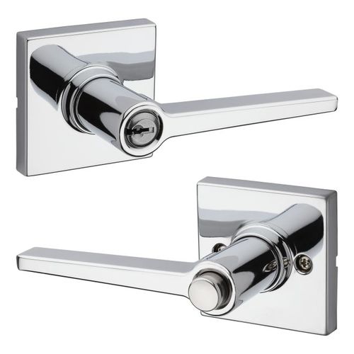 Safelock SL6000DALSQT-26 Daylon Lever with Square Rose Push Button Entry Lock with RCAL Latch and RCS Strike Bright Chrome Finish