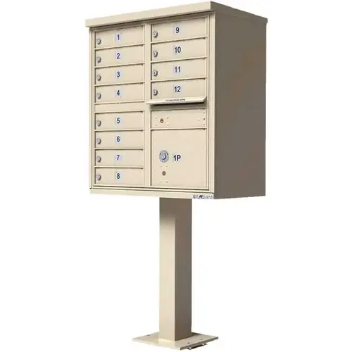 Vital Series Sandstone CBU with 12-Mailboxes, 1-Outgoing Mail, 1-Parcel Locker Postal Gray