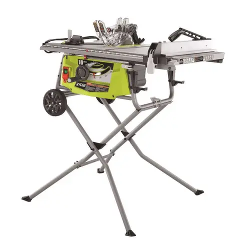 RYOBI 15 Amp 10 in. Expanded Capacity Table Saw With Rolling Stand Green