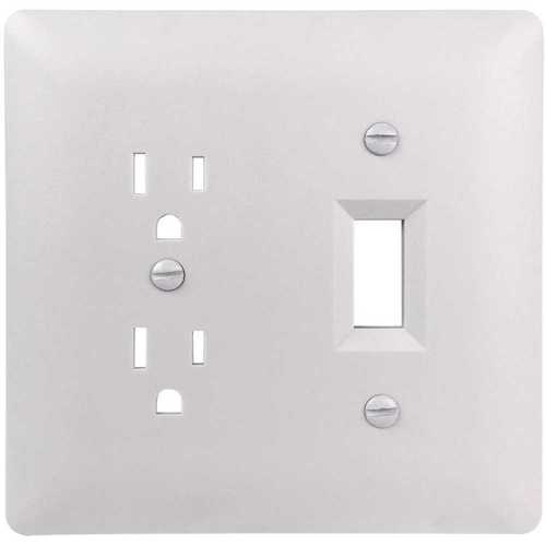 Titan3 Technology TPPCW-DT 2-Gang Decorator Duplex/Toggle Combo Plastic Wall Plate, White Textured