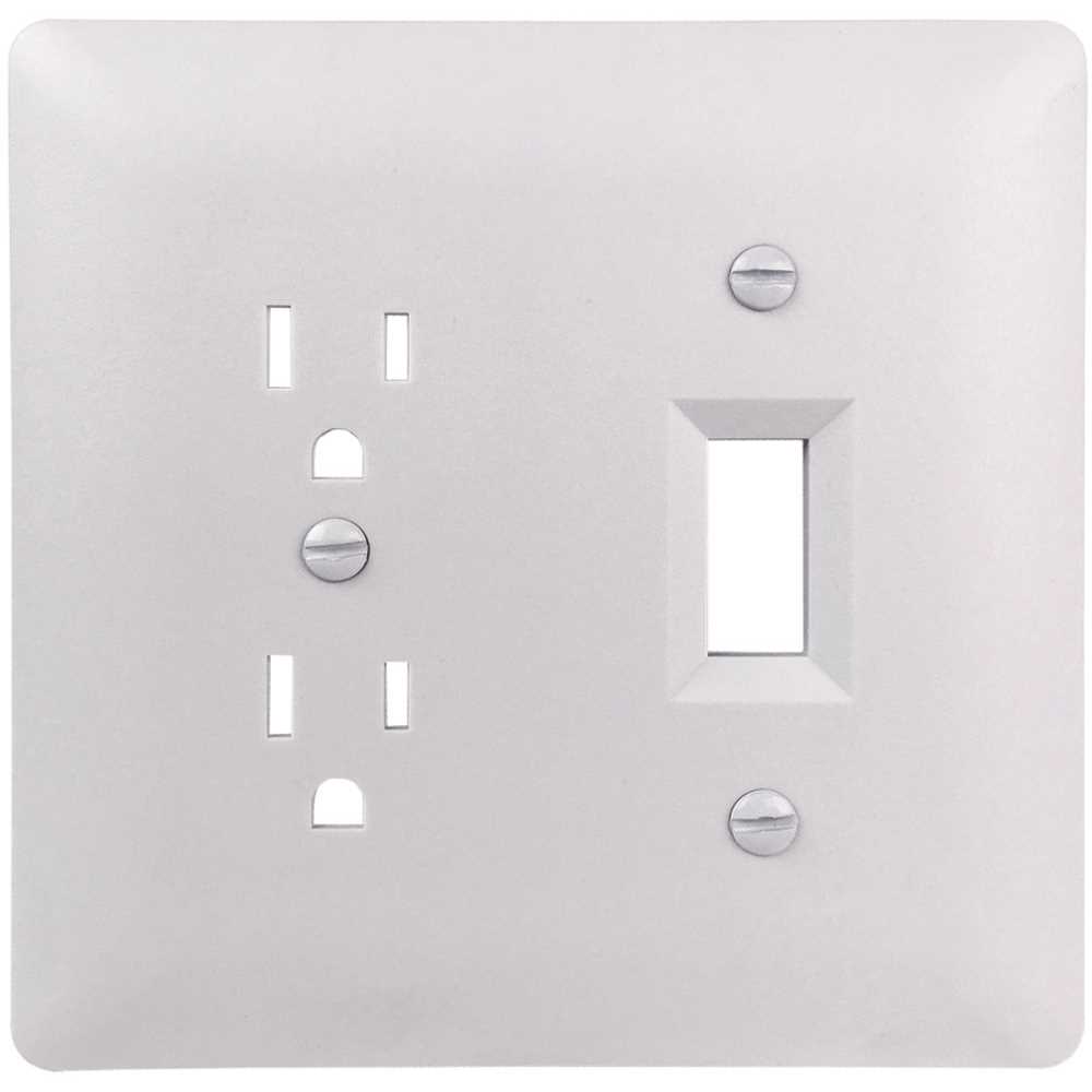 Titan3 Technology TPPCW-DT 2-Gang Decorator Duplex/Toggle Combo Plastic Wall Plate, White Textured