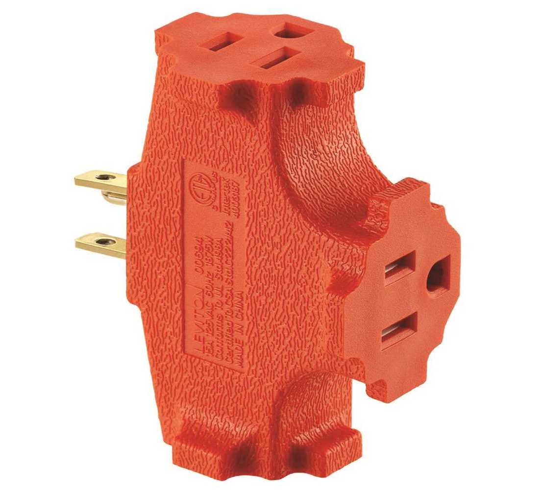 Leviton 15 Amp 125-Volt Non-Polarized Angle Plug Black