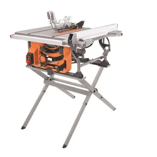 RIDGID 15 Amp 10 in. Table Saw with Folding Stand Orange