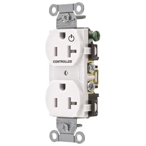 20 Amp 125-Volt Duplex 1/2 Load Controlled 2-Pole 3-Wire Grounding 5-20R Back and Side Wired Outlet, White