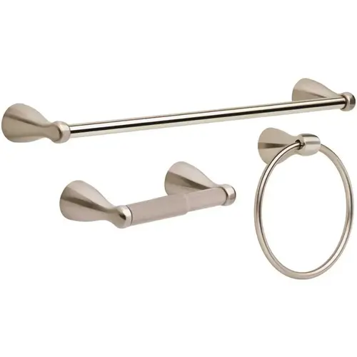 Foundations Bath Hardware Set in Stainless with Towel Ring Toilet Paper Holder and 18 in. Towel Bar