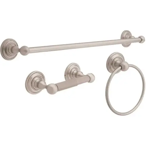 Greenwich Bath Hardware Set with Towel Ring Toilet Paper Holder and 24 in. Towel Bar in Brushed Nickel