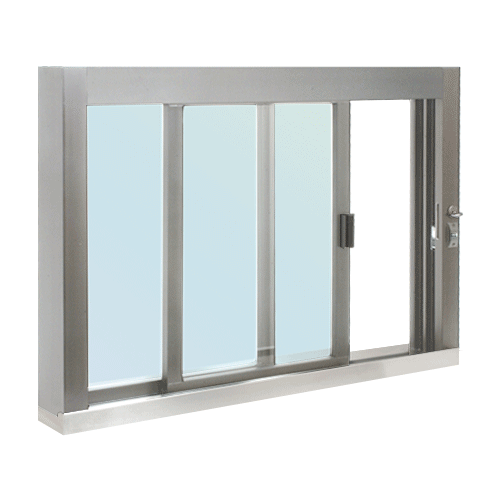 CRL SCDW4836S0XGA Standard Size Self-Closing Deluxe Service Window Glazed with S.S.Step-Sill