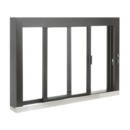 Standard Size Self-Closing Deluxe Service Window Unglazed with S.S.Step-Sill Black Bronze Anodized